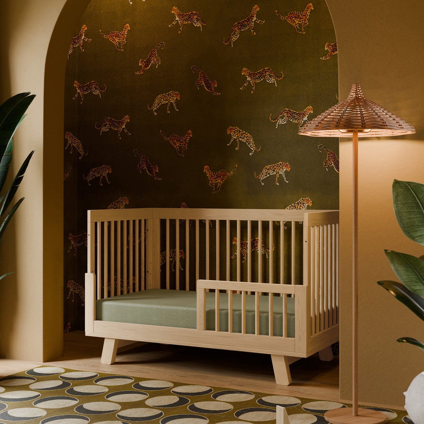 Hudson 3-in-1 Convertible Crib w/ToddlerBedConversionKit in White/Washed Natural