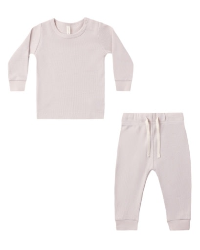 QUINCY MAE WAFFLE TOP + PANT SET LILAC MIST