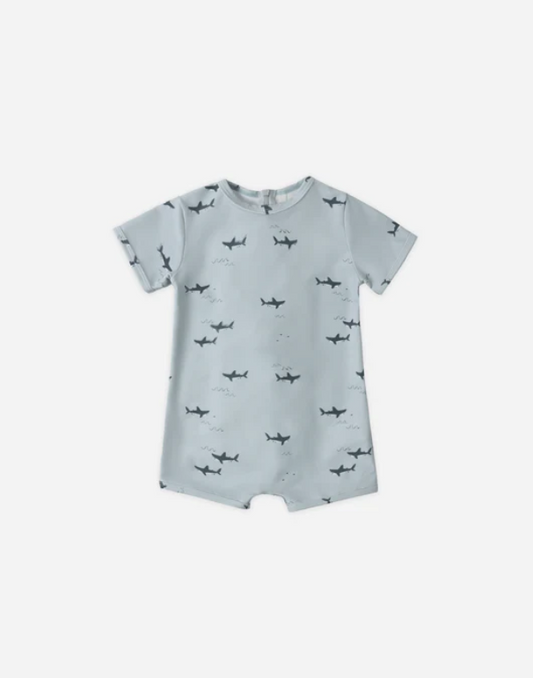 RYLEE + CRU SHORTY ONE-PIECE SHARKS