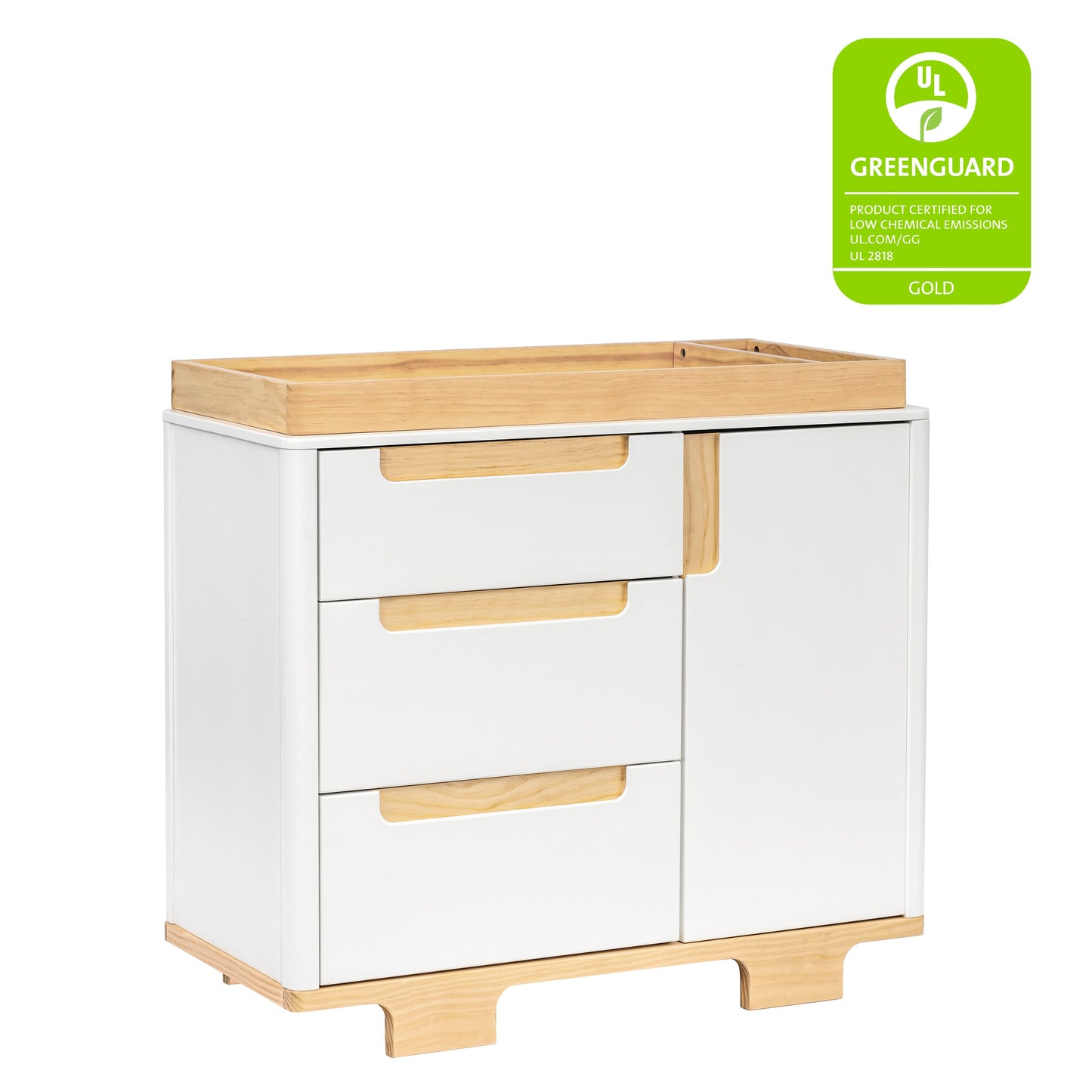 Yuzu 3-Drawer Changer Dresser in White/Natural
