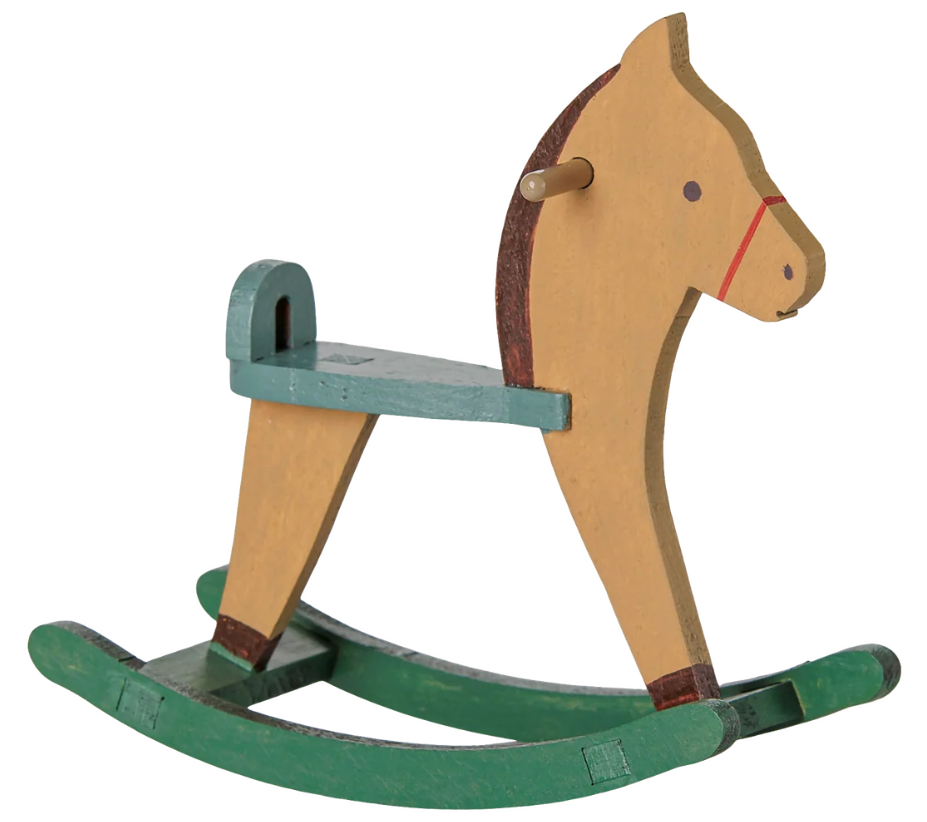MAILEG ROCKING HORSE, MOUSE -LIGHT BROWN