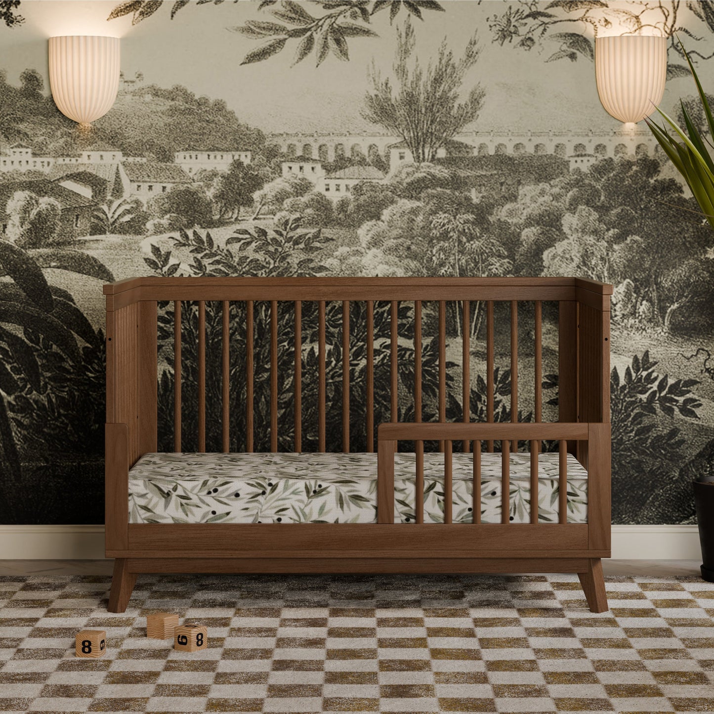 Scoot 3-in-1 Convertible Crib w/ToddlerBedConversion Kit in White/WashedNatural