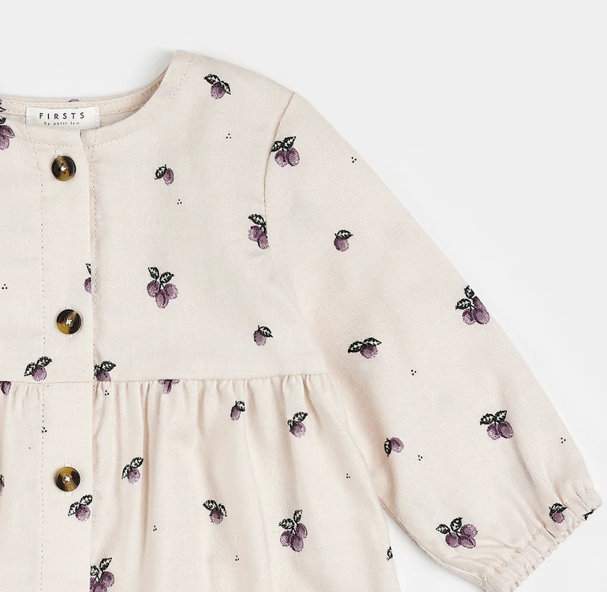 PETIT LEM PLUM PRINT TWILL DRESS SET