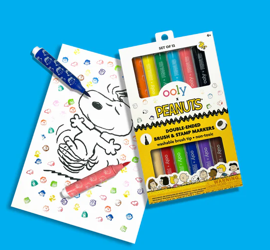 OOLY X PEANUTS DOUBLE-ENDED BRUSH AND STAMP MARKERS