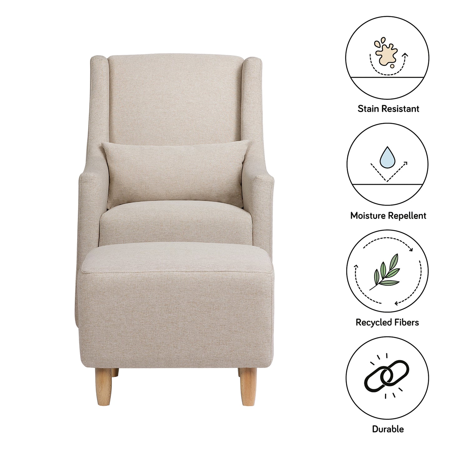 BABYLETTO TOCO SWIVEL GLIDER AND OTTOMAN IN ECO-PERFORMANCE FABRIC | WATER REPELLENT & STAIN RESISTANT