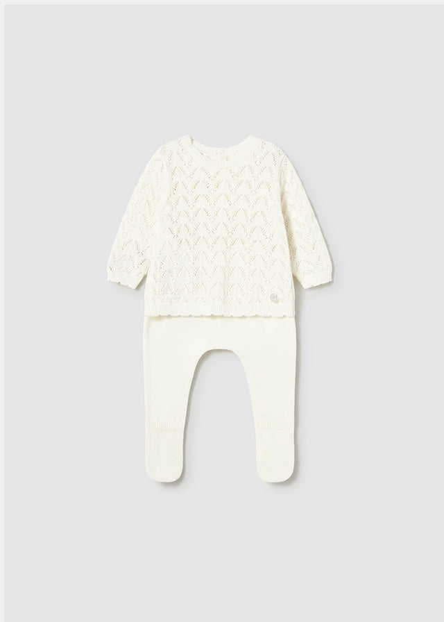 MAYORAL NEWBORN GIRL KNIT PANTS AND SWEATER SET
