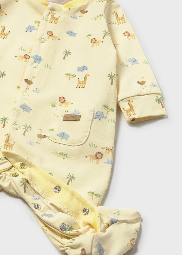MAYORAL NEWBORN BOY PRINTED ONE-PIECE WITH HAT