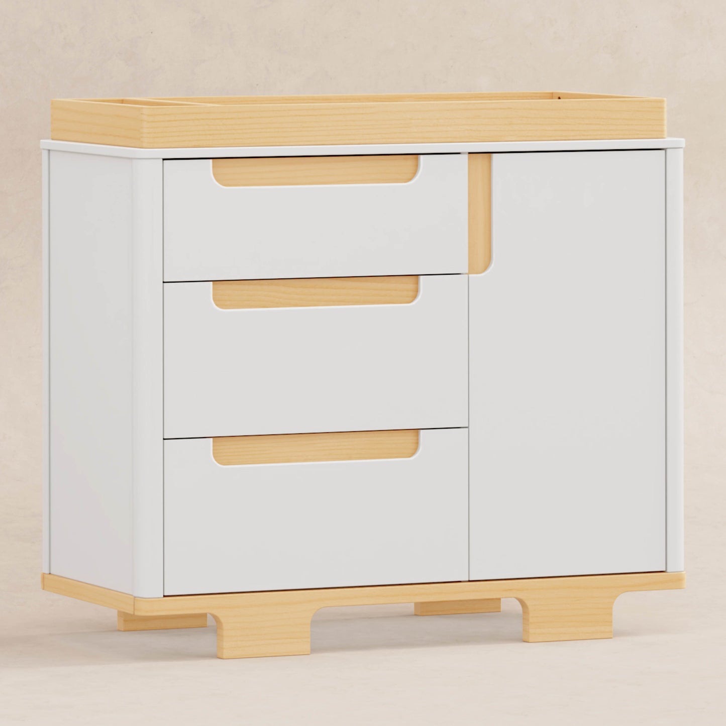 Yuzu 3-Drawer Changer Dresser in White/Natural