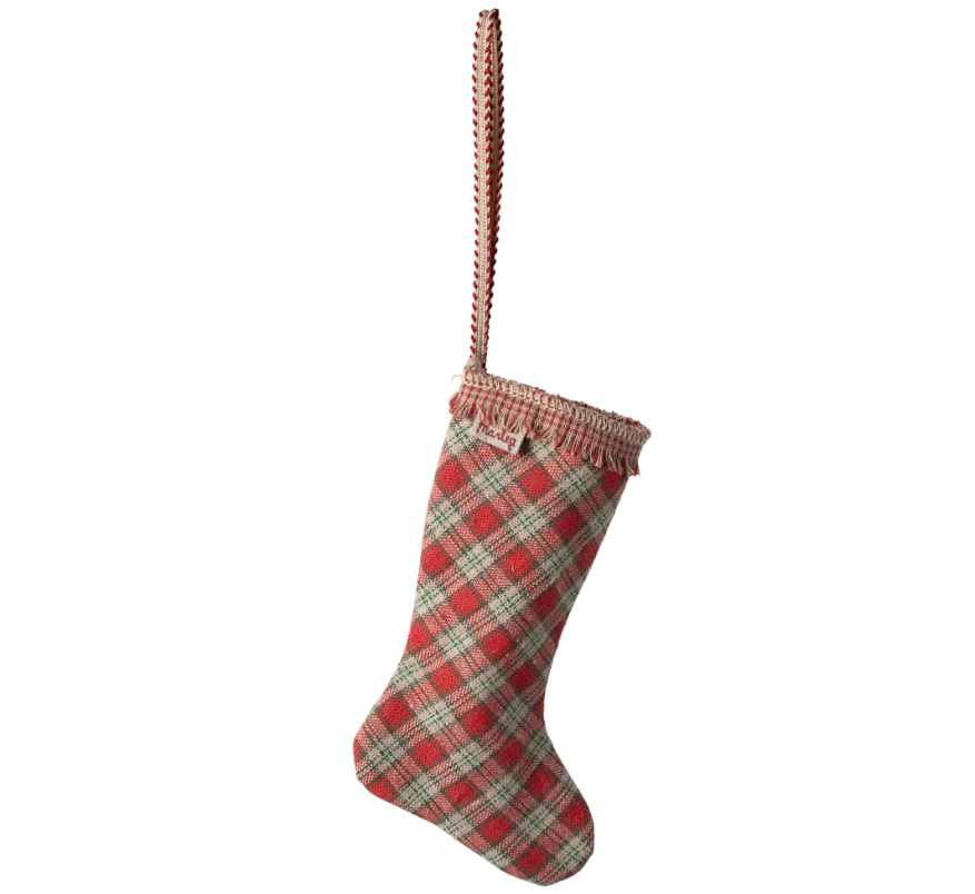 MAILEG STOCKING ORNAMENT, CHECKER - RED