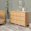 Marin with Cane 6 Drawer Assembled Dresser in Warm White and Honey Cane