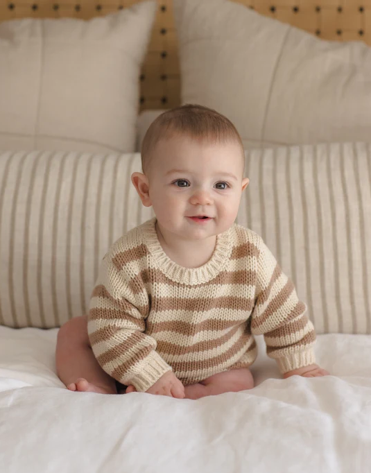 QUINCY MAE REX ROMPER ALMOND STRIPE