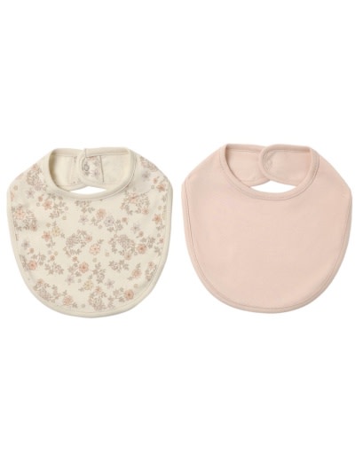QUINCY MAE JERSEY SNAP BIB, 2 PACK FLORAL VINE, DUSTY ROSE