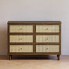 Marin with Cane 6 Drawer Assembled Dresser in Warm White and Honey Cane