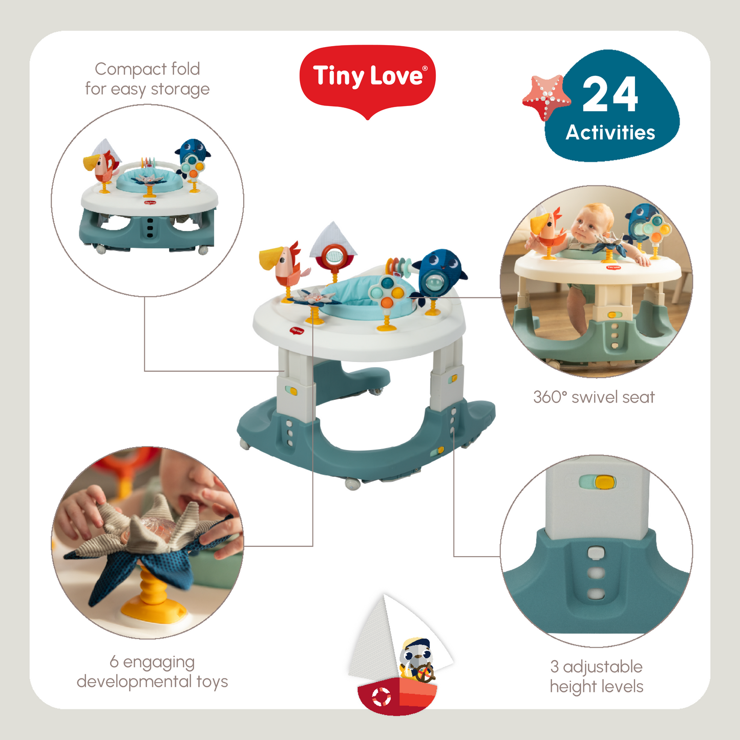 TINY LOVE TINY MARINERS 4-IN-1 HERE I GROW MOBILE ACTIVITY CENTER