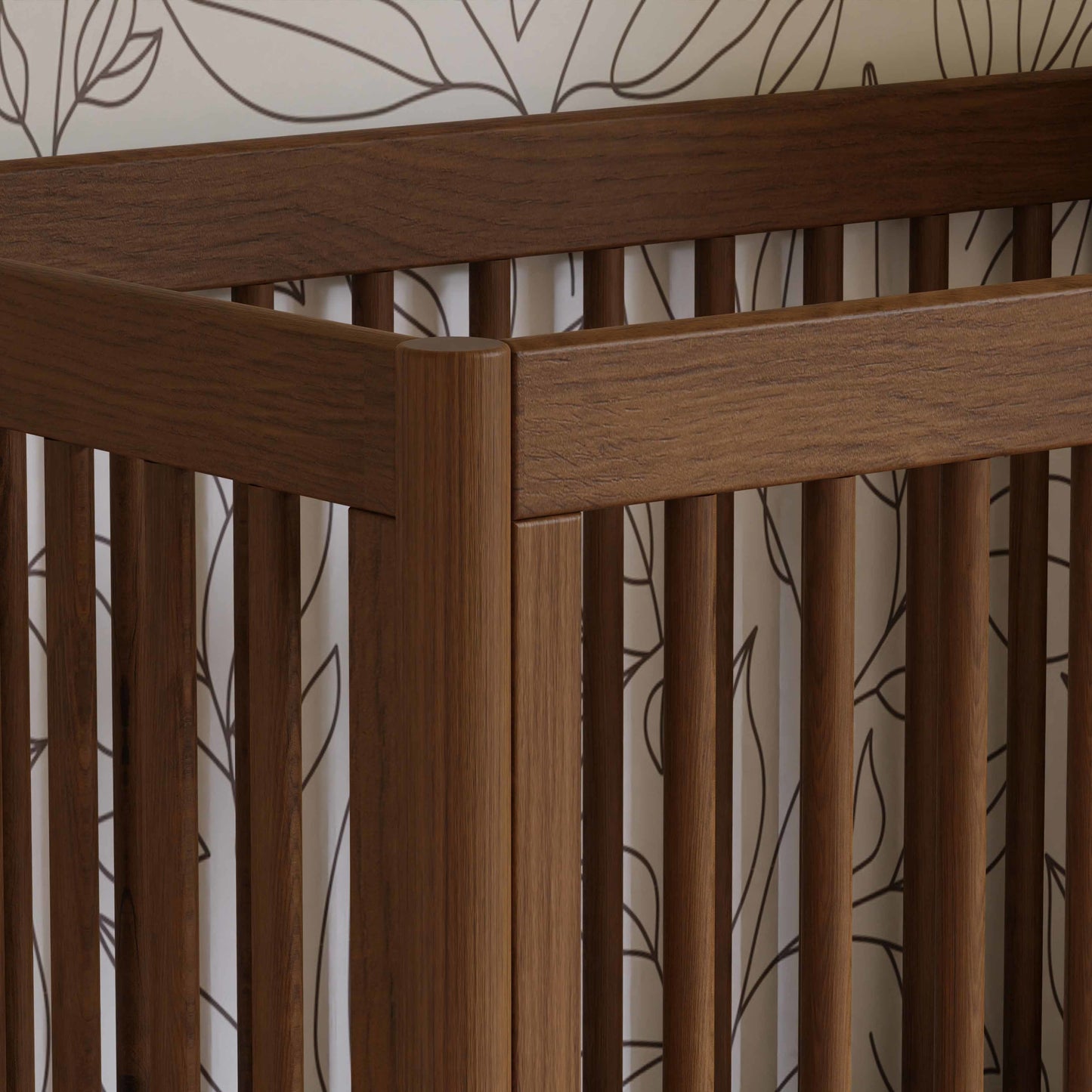 Gelato 4-in-1 Convertible Mini Crib and Twin bed in Natural Walnut Finish with Gold Feet