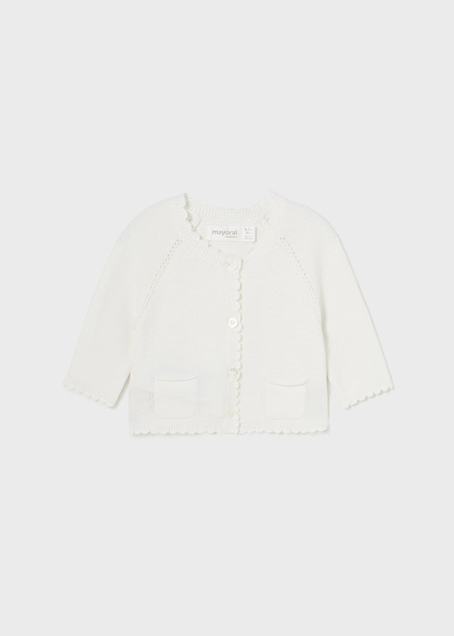 MAYORAL BASIC KNIT SHORT CARDIGAN - OFF WHITE