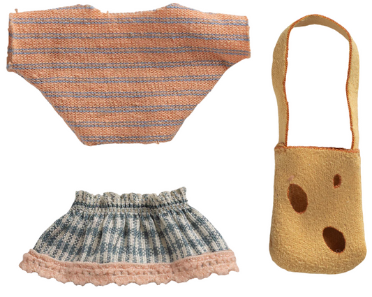 MAILEG CLOTHES AND BAG, LITTLE SISTER MOUSE