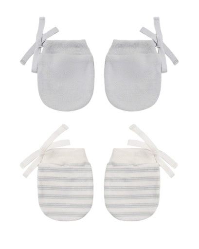 QUINCY MAE NO SCRATCH MITTENS, SET OF 2 CLOUD STRIPE, CLOUD