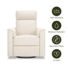 Willa Power Glider Recliner w/ adj. headrest & USB in Performance Grey Eco-Weave w/Light Wood Base