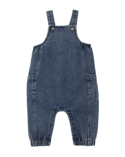 RYLEE + CRU CARGO BABY OVERALL INDIGO