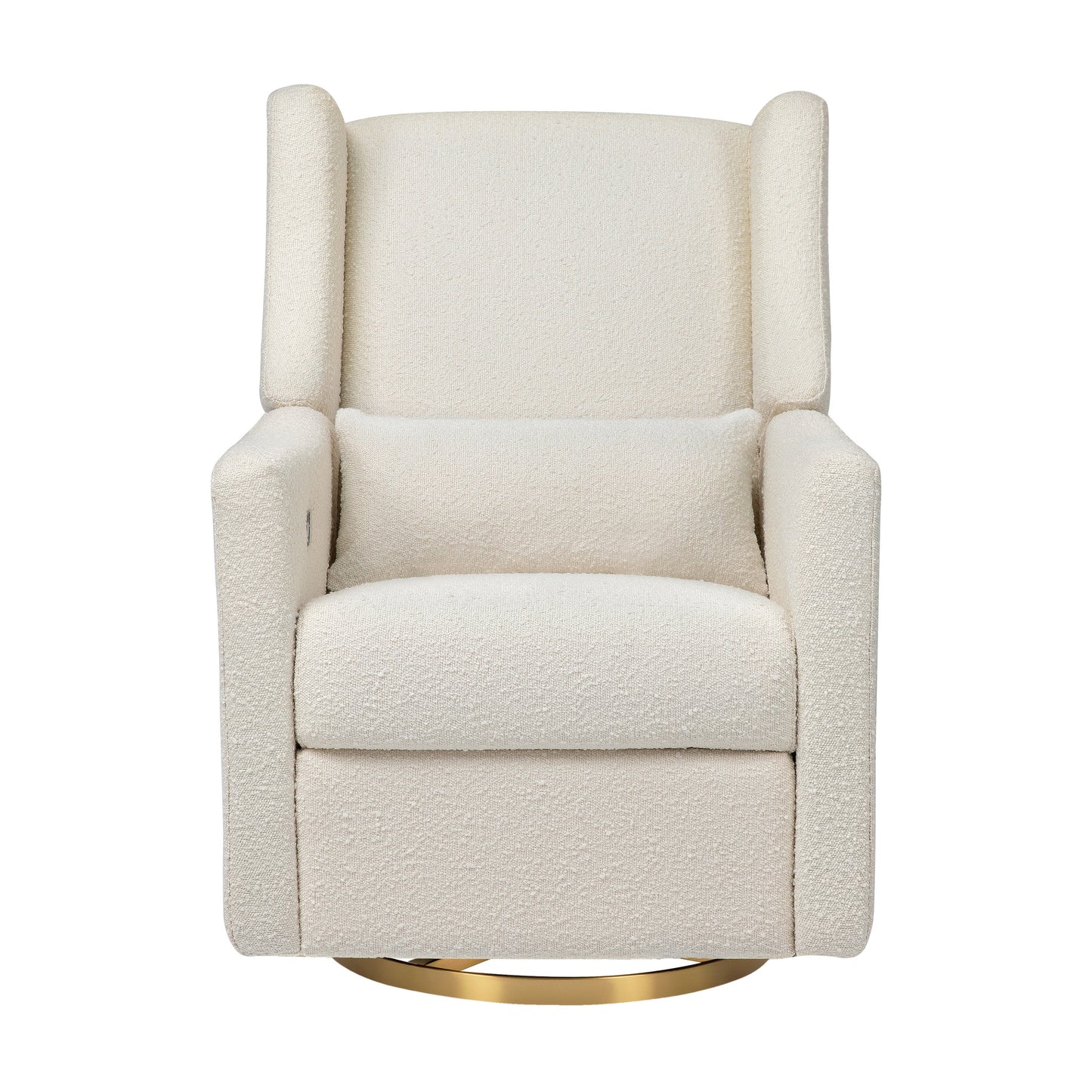 Kiwi Glider Recliner w/ Electronic Control and USB in Ivory Boucle w/Gold Base