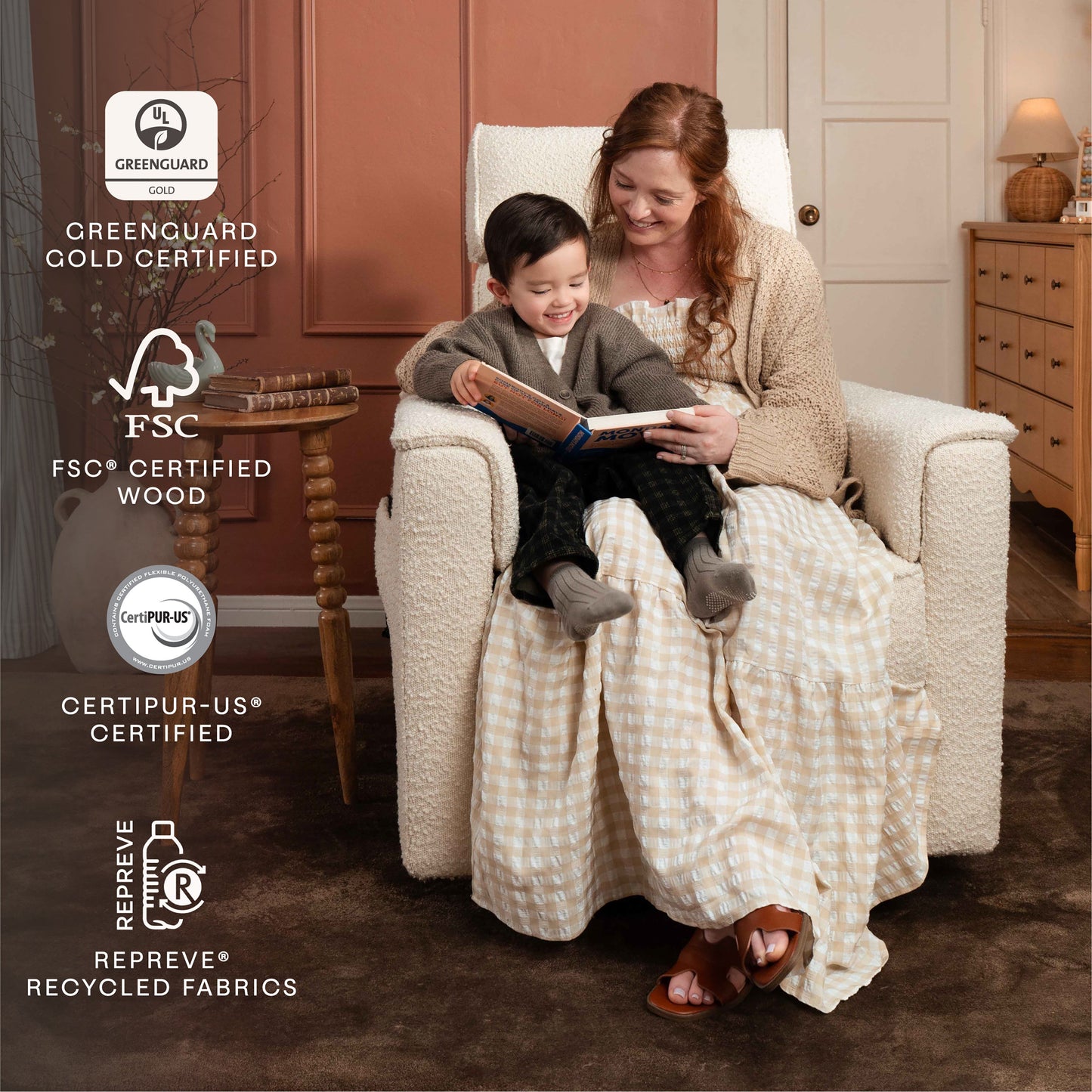 Willa Deluxe Power Glider Recliner w/Heat&Massage in Performance Beach Eco-Weave