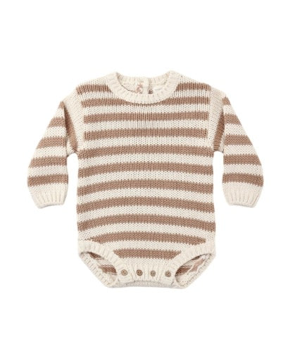 QUINCY MAE REX ROMPER ALMOND STRIPE