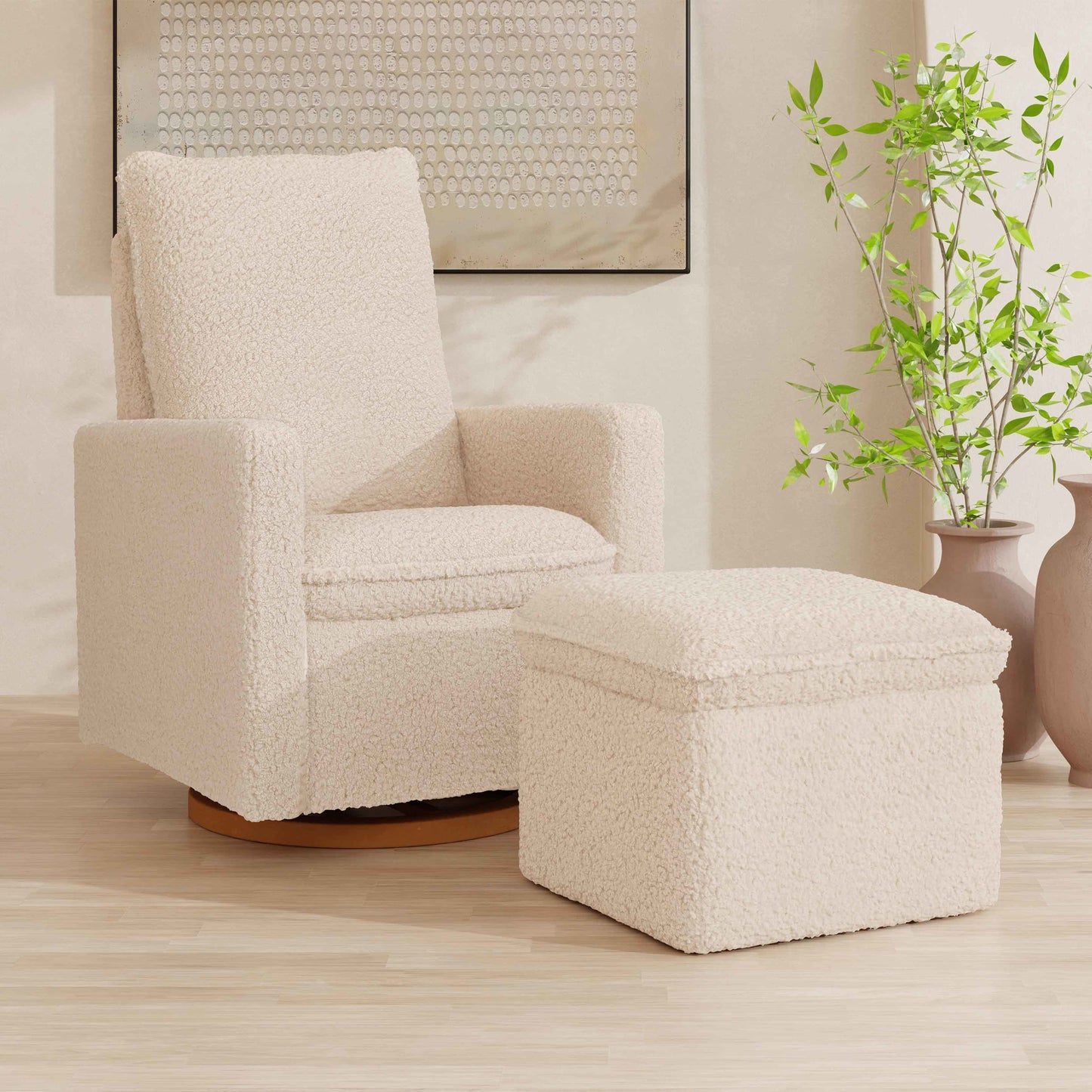 BABYLETTO CALI STORAGE OTTOMAN IN SHEARLING