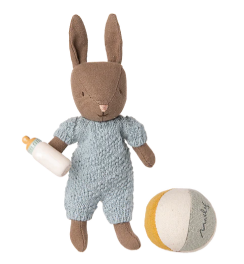 MAILEG RABBIT SET, MICRO - BROWN BLUE