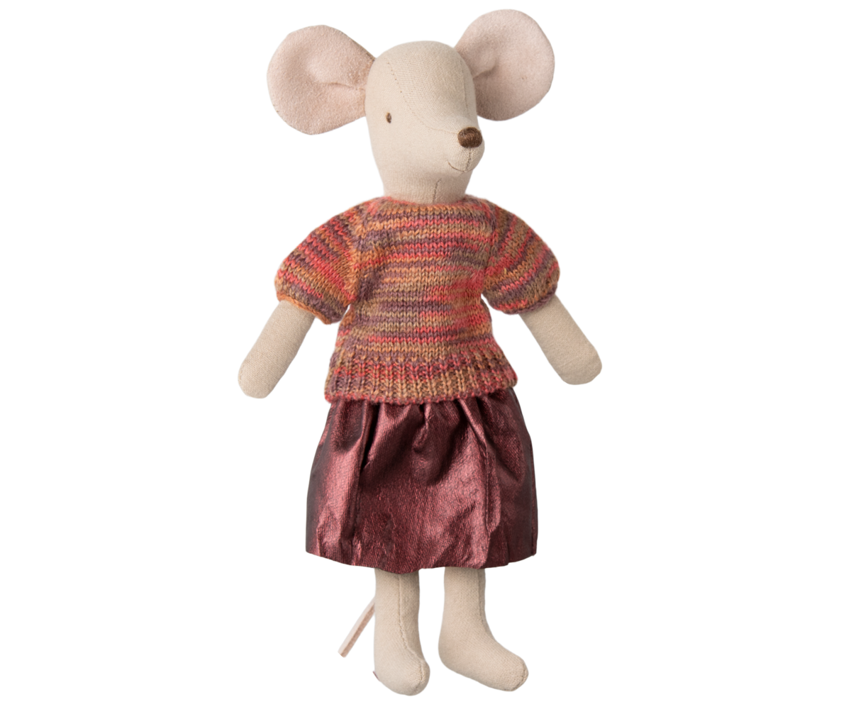 MAILEG SKIRT AND KNITTED BLOUSE, MUM MOUSE
