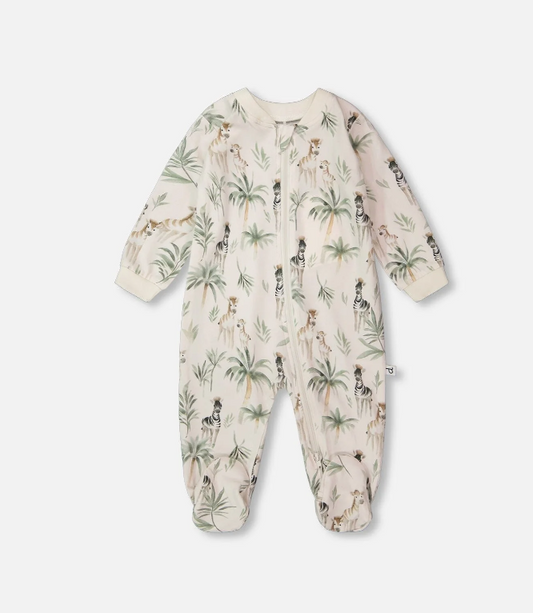 DEUX PAR DEUX ONE PIECE PYJAMA ZEBRA JUNGLE