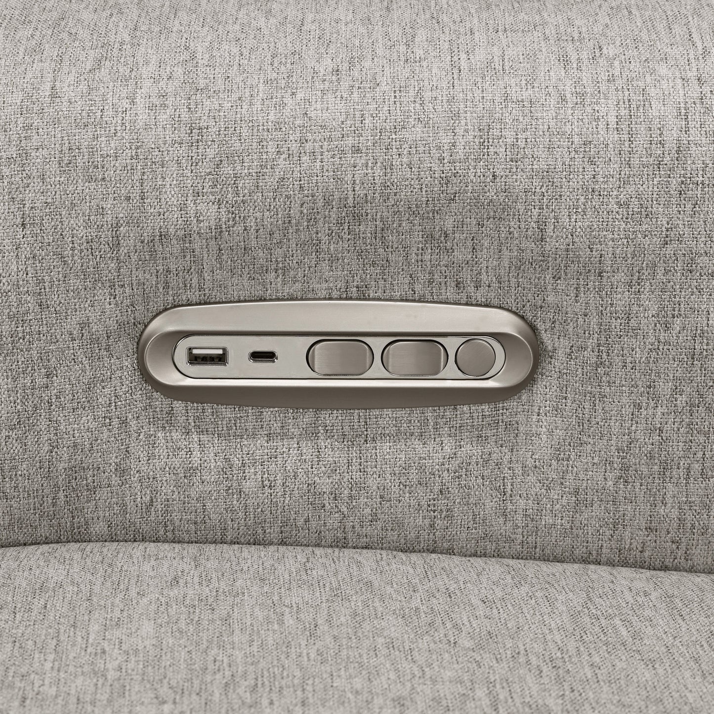 Willa Power Glider Recliner w/ adj. headrest & USB in Performance Grey Eco-Weave w/Light Wood Base