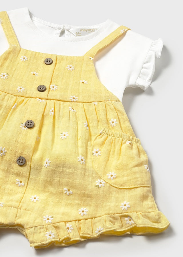 MAYORAL OVERALL AND T SHIRT SET - YELLOW DAISY