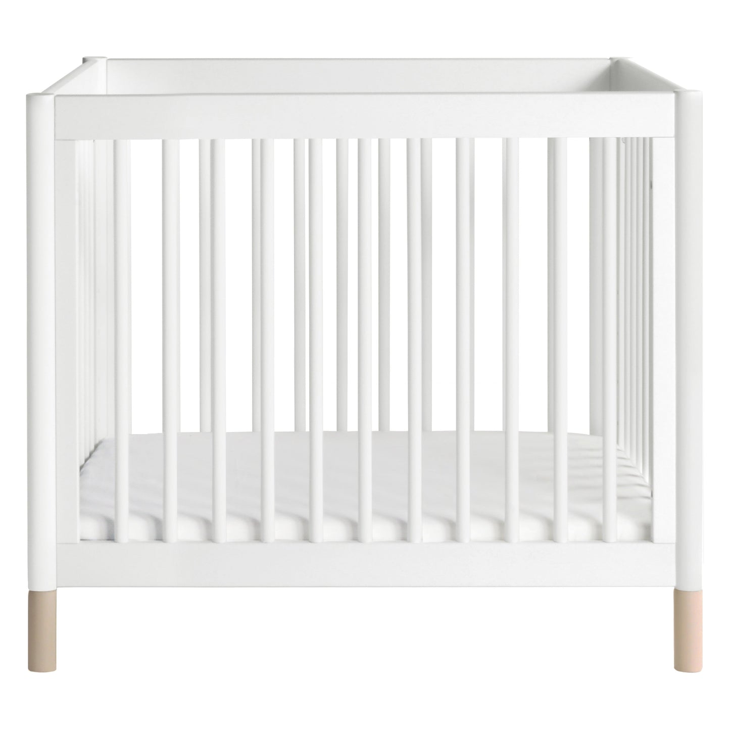 Gelato 4-in-1 Convertible Mini Crib and Twin bed in Natural Walnut Finish with Gold Feet