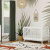 Scoot 3-in-1 Convertible Crib w/ToddlerBedConversion Kit in White/WashedNatural