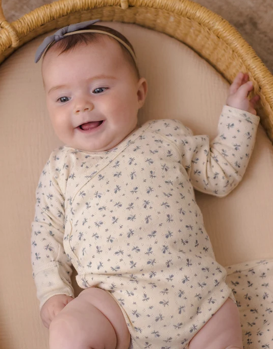 QUINCY MAE SIDE SNAP BODYSUIT BLUE DITSY