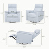 Willa Power Glider Recliner w/ adj. headrest & USB in Performance Grey Eco-Weave w/Light Wood Base