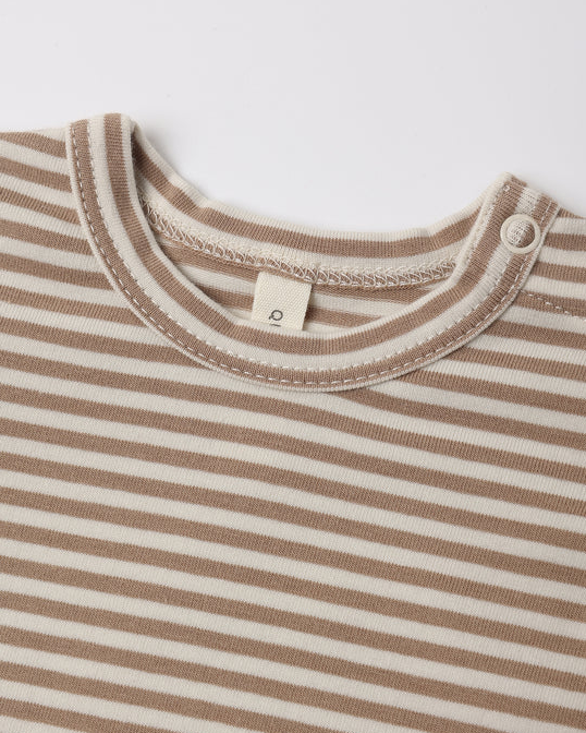 QUINCY MAE JERSEY BODYSUIT, 2 PACK BUNNIES, ALMOND STRIPE