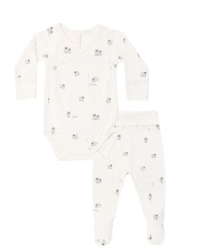 QUINCY MAE SIDE SNAP BODYSUIT + PANT SET SHEEP