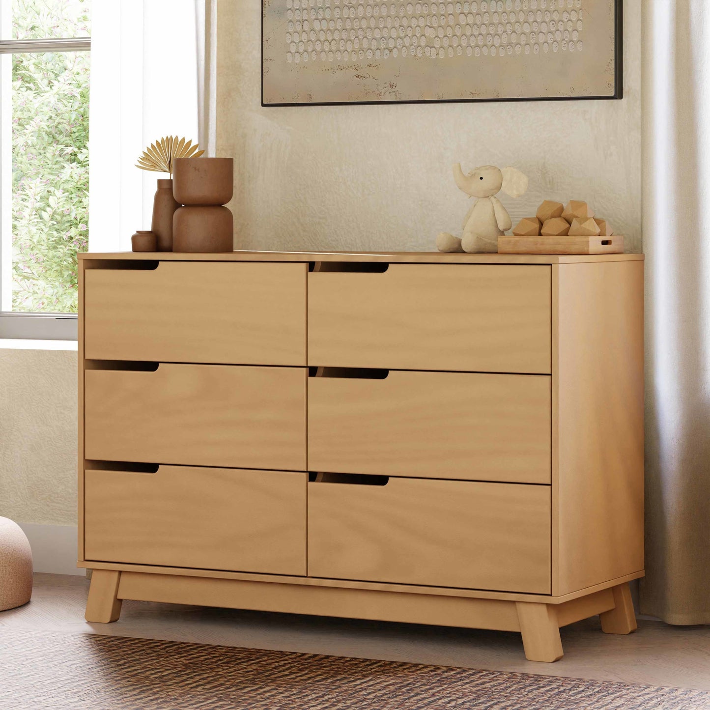 Hudson 6-Drawer Double Dresser, Assembled in Honey