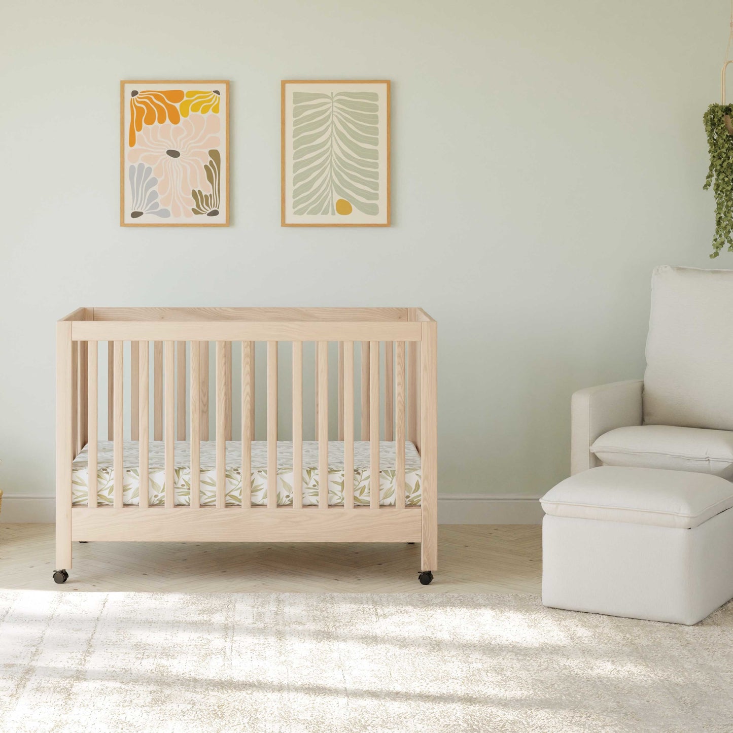Maki Full-Size Folding Crib w/ Toddler Bed Conversion Kit in Honey