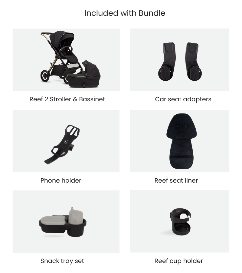 REEF 2 STROLLER ACCESSORY BUNDLE + FOLDING BASSINET - ESPRESSO