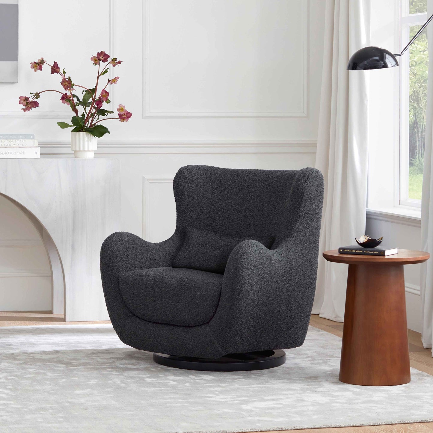BABYLETTO SOLSTICE SWIVEL GLIDER IN BOUCLE
