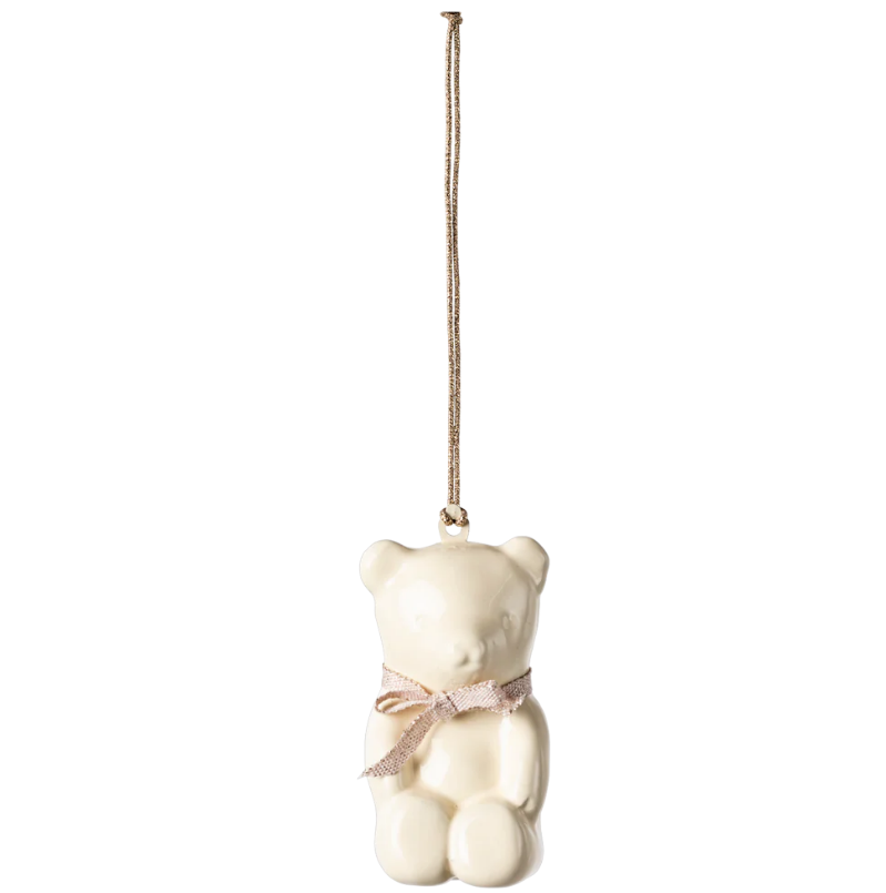 MAILEG METAL ORNAMENT TEDDY BEAR - OFF WHITE/ROSE