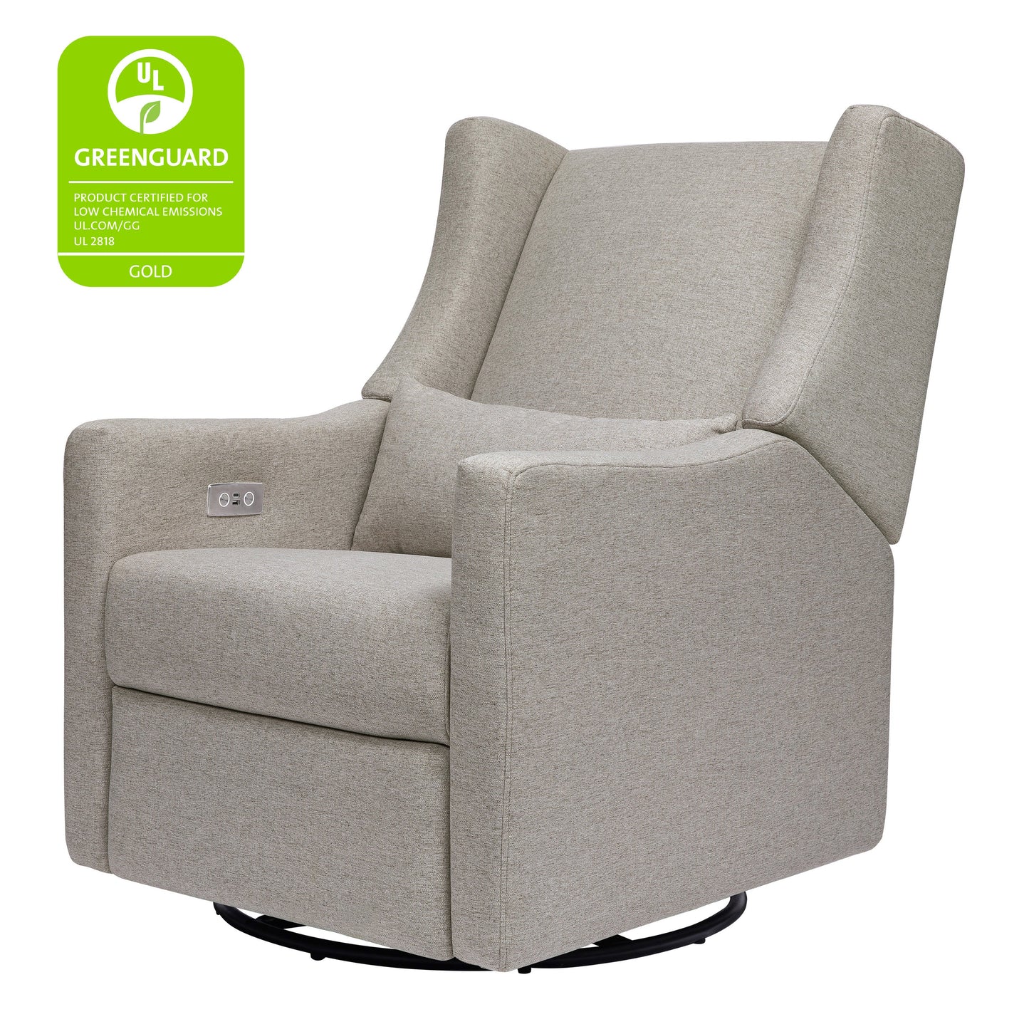 Kiwi Glider Recliner w/ Electronic Control and USB in Ivory Boucle w/Gold Base