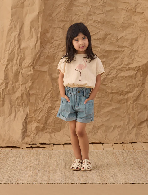 RYLEE + CRU ALBA SHORT DENIM WASHED BLUE
