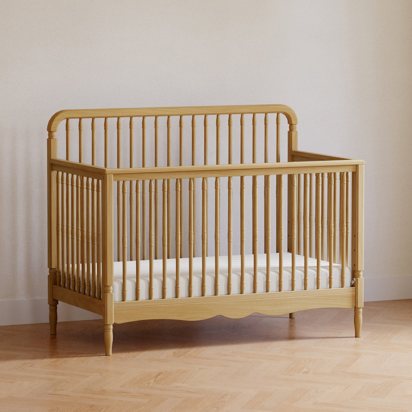 Liberty 4-in-1 Convertible Spindle Crib in Warm White
