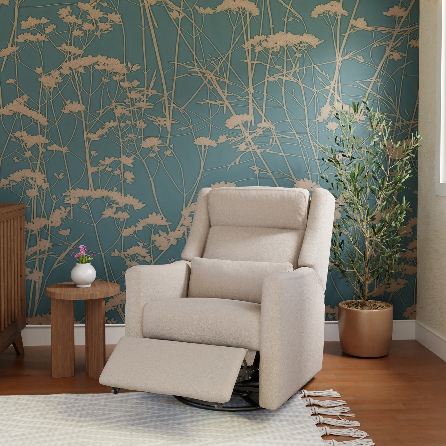 Kiwi Plus Power Glider Recliner w/ Power Headrest in Performance Beach Eco-Weave