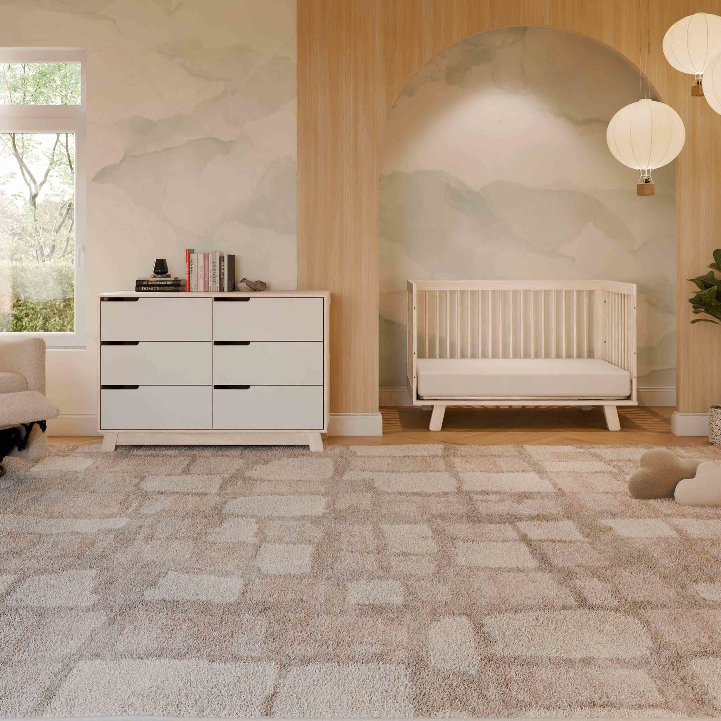 Hudson 3-in-1 Convertible Crib w/ToddlerBedConversionKit in White/Washed Natural