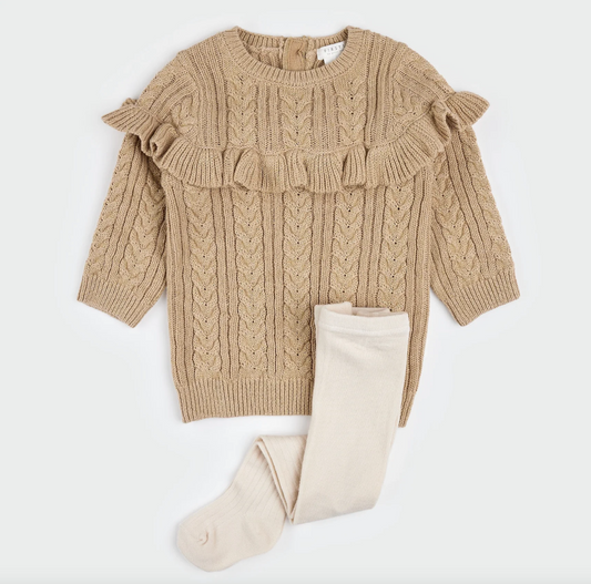 LIGHT TAUPE KNIT SWEATER DRESS SET